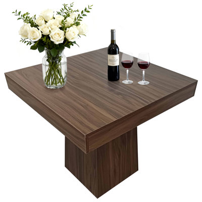 Space-Saving Square Dining Table for 4 – 31.5'' Modern Farmhouse Wood Pedestal – Compact Restaurant & Kitchenware – Ideal for Apartments, Small Spaces