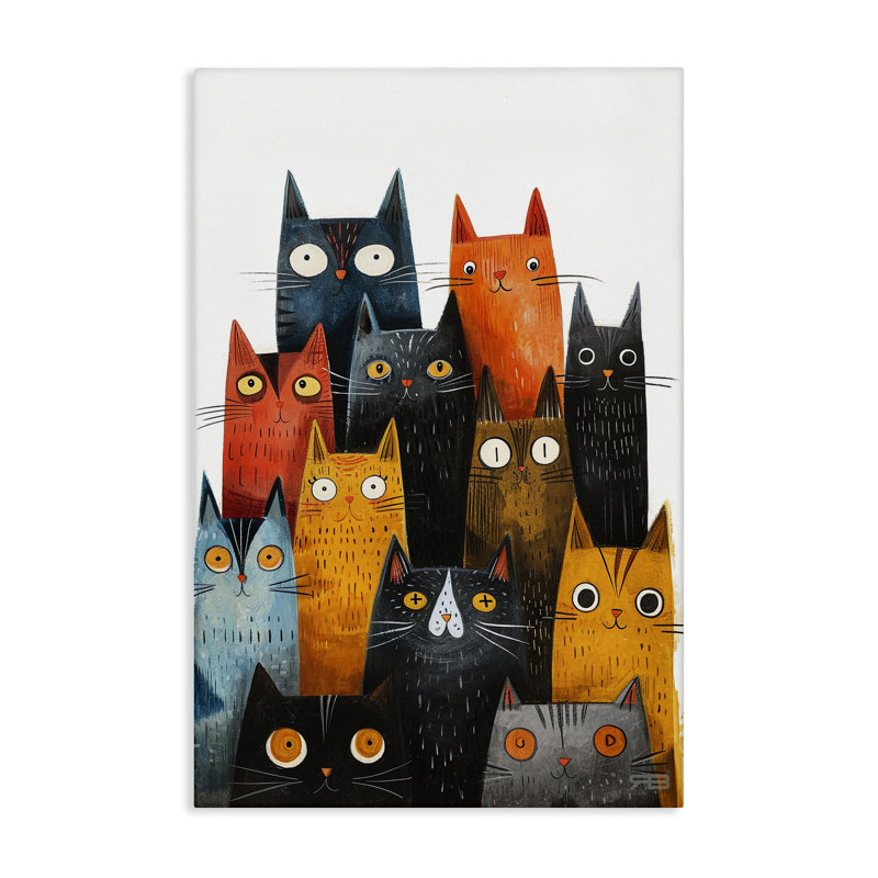 «Fun Peeking Cat Face», art mural sur toile par Roozbeh Bahramali, H 24 po x l 16 po
