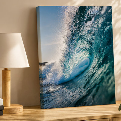 Canvas A Close Up View Of A Vibrant Ocean Wave Crashing Wall Art Against The Shore Capturing The Dynamic Movement Of Water Droplets Canvas Wall Art