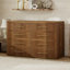 Grand lit escamotable 100% bois massif avec tiroirs de rangement et station de charge USB, style Mid-Century moderne, peu encombrant