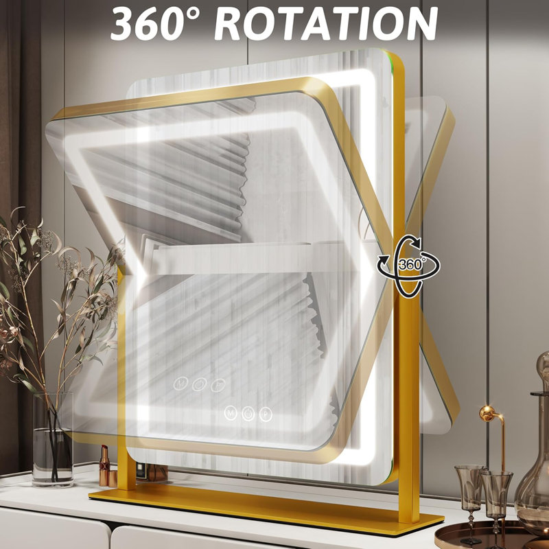 Miroir de salle de bain DEL, Doré