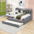 Full Size Wooden Daybed with Built-in Bookshelves, Storage Drawers, Twin Trundle-28421641