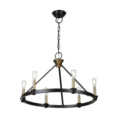Notting Hill - Chandelier - Black/Brushed Brass - 6-Light