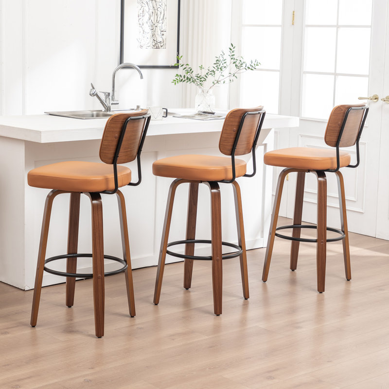 Swivel Upholstered Counter Stool, Bar Stool (30.7" Seat Height), Orange