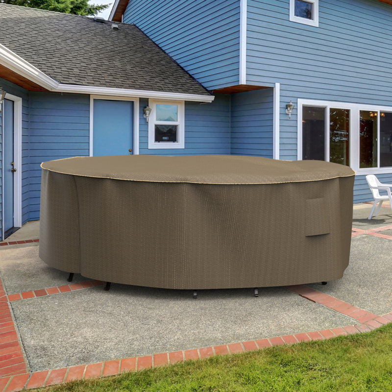 Hillside Weatherproof Round Patio Table & Chairs Set Cover, 30" H x 112" W x 112" D