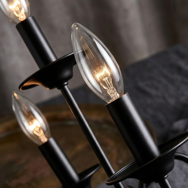 Maroneia 9-Light Dimmable Metal Two-Tier Candle Style Chandelier with Adjustable , Matte Black