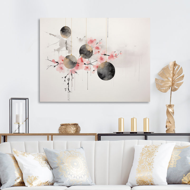 Lustre Sumi Zen IV, reproduction d'art sur toile, H 16 po x l 32 po x P 1 po, Encadrement doré
