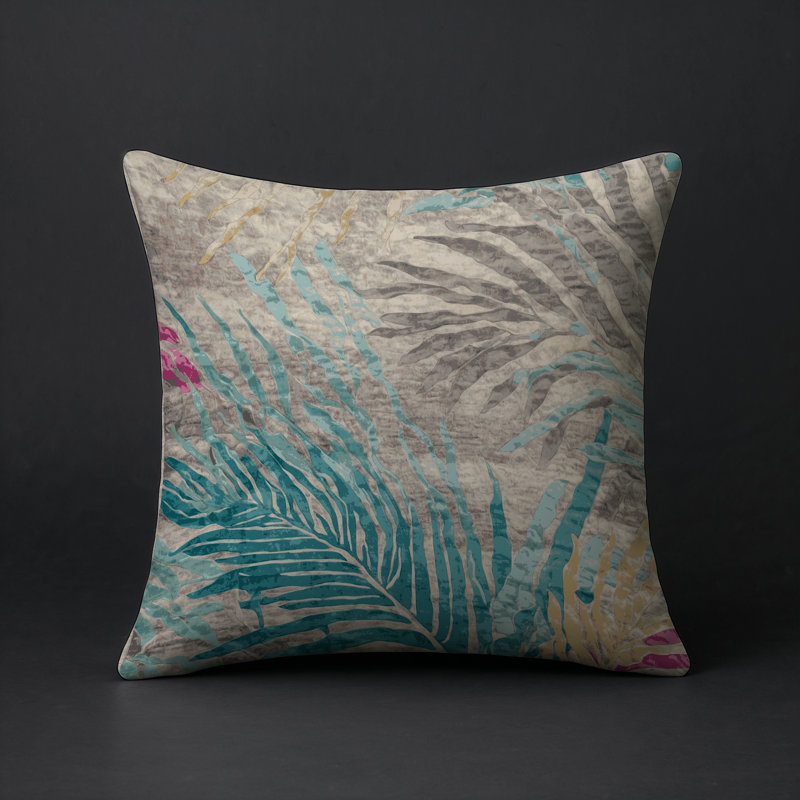 Coussin décoratif intérieur / extérieur bleu Modern Modern, Gris abstrait 36, Carré 18 po