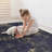 Machine Washable Area Rug Chenille Soft Non-Slip Modern Indoor Rug Black Gold 3' x 5'