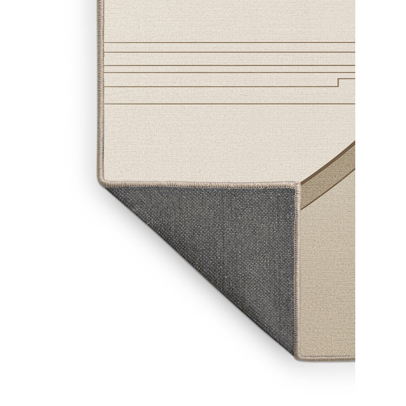 Soft Plush Durr Samurai Bow Yumi Minimalist Clear Area Rug in Beige – Beige Binding, 6x9
