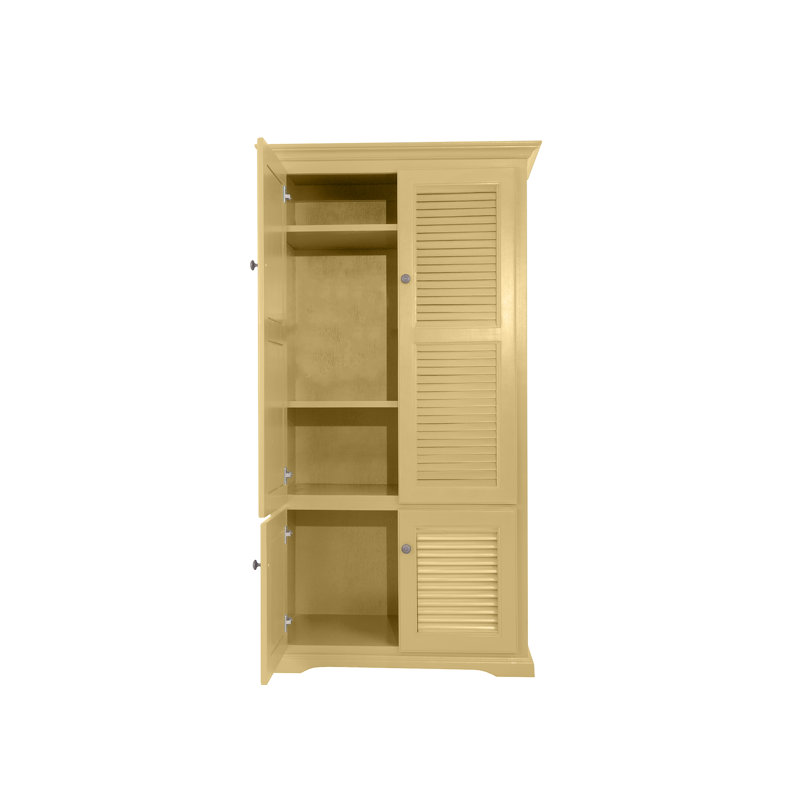 Très grand garde-manger en bois massif avec portes à volets, Jaune coupole