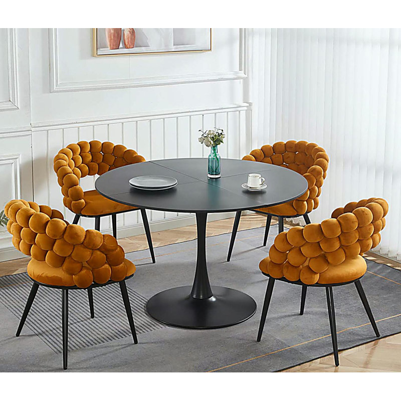 Table de salle à manger Bjarnheiur, Noir, H 29,13 po x l 47,24 po x P 47,24 po, Brun