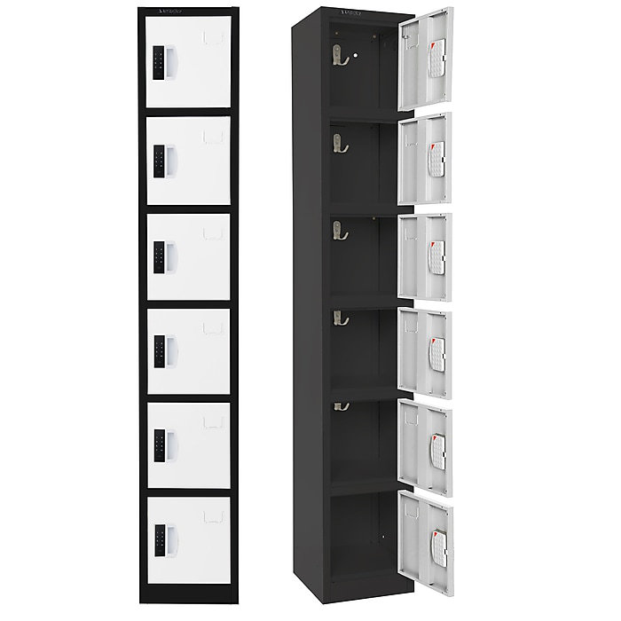 72" Black and White 6-Tier Steel Storage Locker