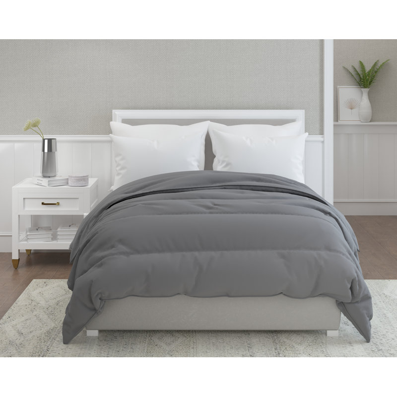 300tc Cotton Sateen Down Alternative Comforter, Queen Comforter, Gray