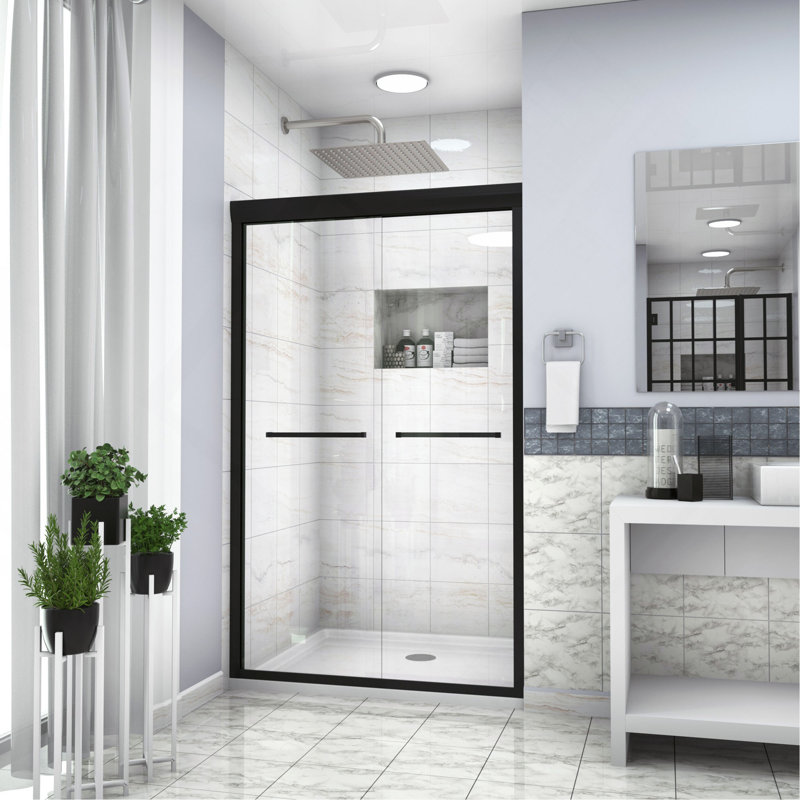 Cabine de douche double coulissante l 48 po x H 76 po, 5/16 po (8 mm)