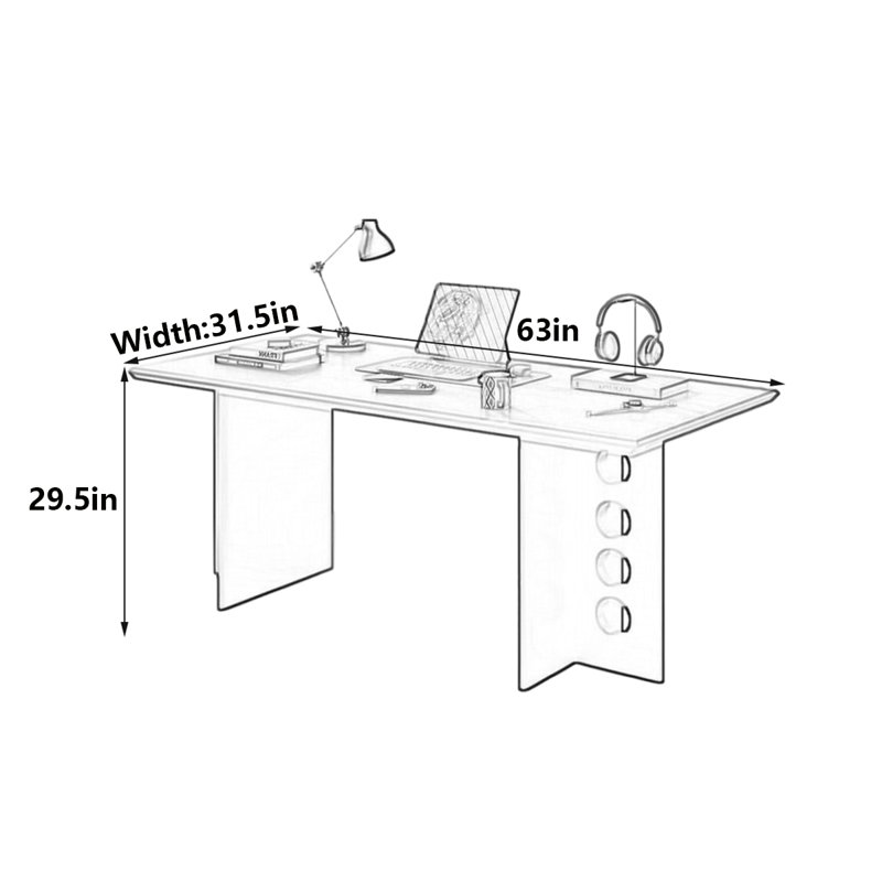 Bureau d'ordinateur Horan, H 29,5 po x l 63 po x P 31,5 po
