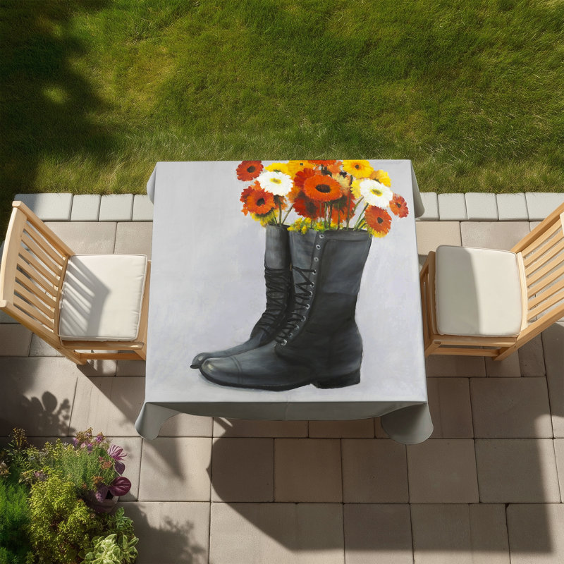 Rustic Gray Tablecloth - Boots Full of Flowers Decor