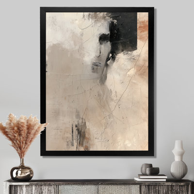 Black And Grey Brushstroke Abstract Painting - Abstract Collages Canvas Wall Art, Black Contemporary Framed Wall Art