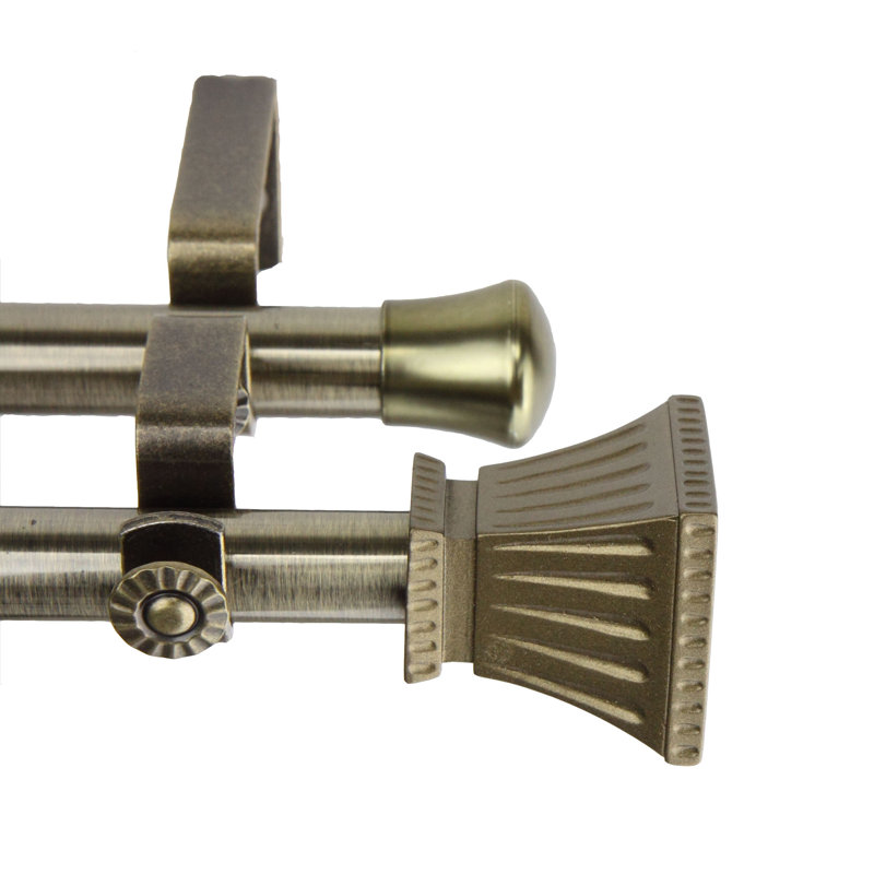 Tringle à rideaux double Spenser, l 120 po à 170 po, Laiton antique