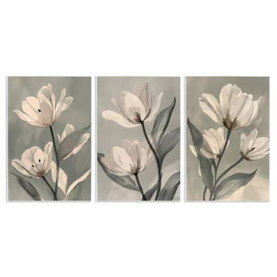 Ensemble de 3 plaques murales Flower Trios Portraits, design par Annabelle Hall