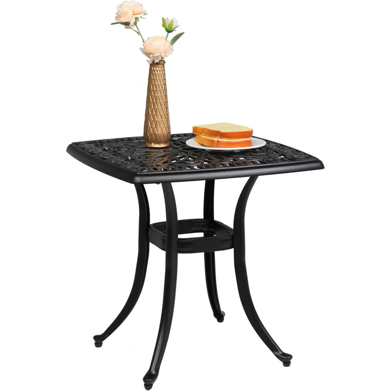 Table d'appoint extérieure en fonte d'aluminium , Noir, noir, noir, noir