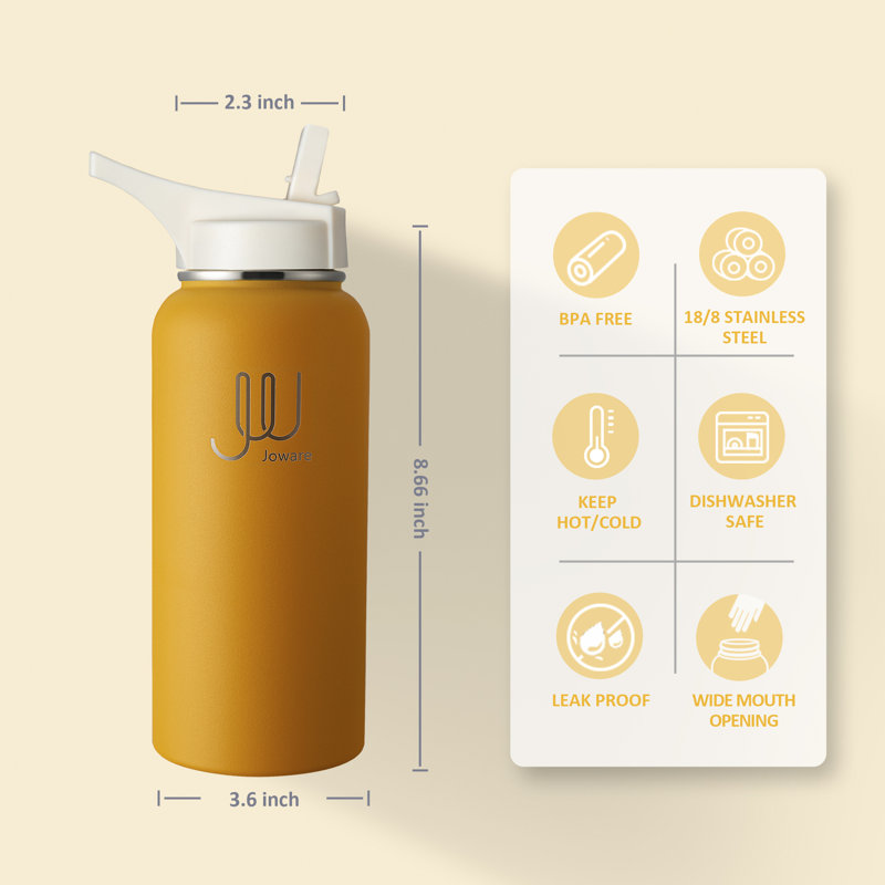 JOWARE 32 oz Bouteille d'eau à double paroi, Comté de Orange