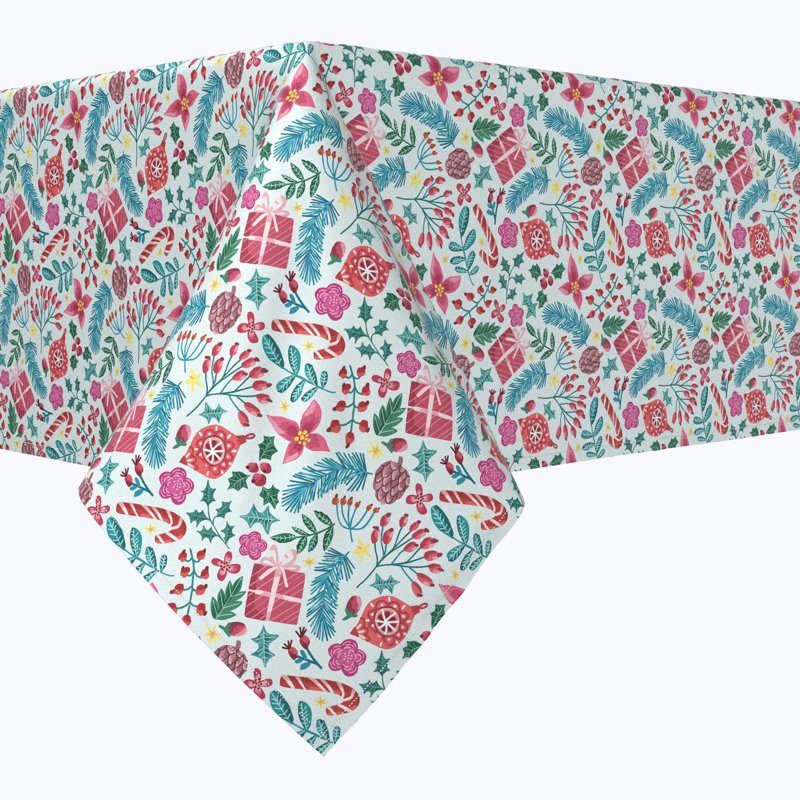 Geometric Christmas Tablecloth, 104" L x 60" W, Christmas Candy Cane Celebration