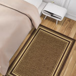 Non-Slip Bordered Area Rug For Living Room, Hallway, Entryway Rug