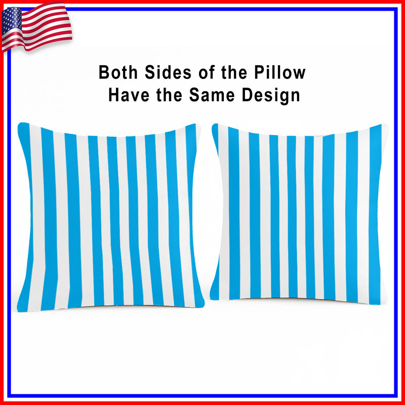Blue Stripes Double Sided Throw Pillows, 16 x 16 inches