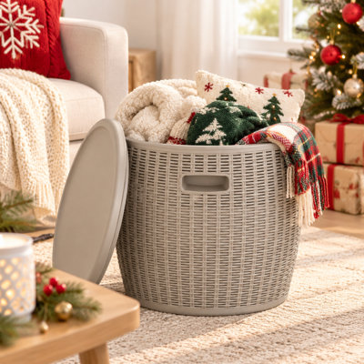3-In-1 Outdoor Cooler Side Table, 9.5Gal Weather-Resistant Resin Rattan Round Ice Bucket With Lid For Patio, Pool, Party