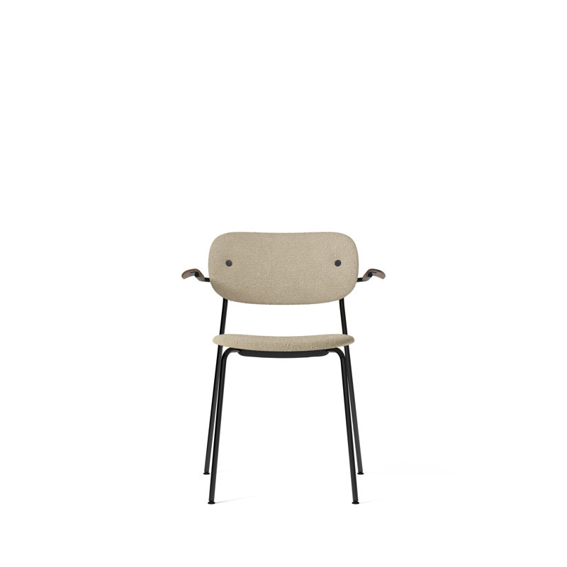 Co Upholstered Arm Chair, Dark Stained Oak, Bouclé 02 Acrylic, Black