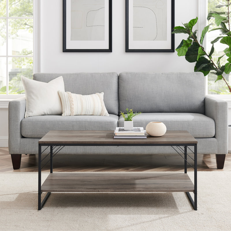 Table basse de style traîneau avec rangement Huckstep, Gris délavé