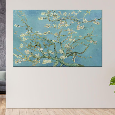 Impression sur toile Van Gogh Amandier en fleurs : Art mural floral vintage, toile tendue sur châssis, 1 pièce