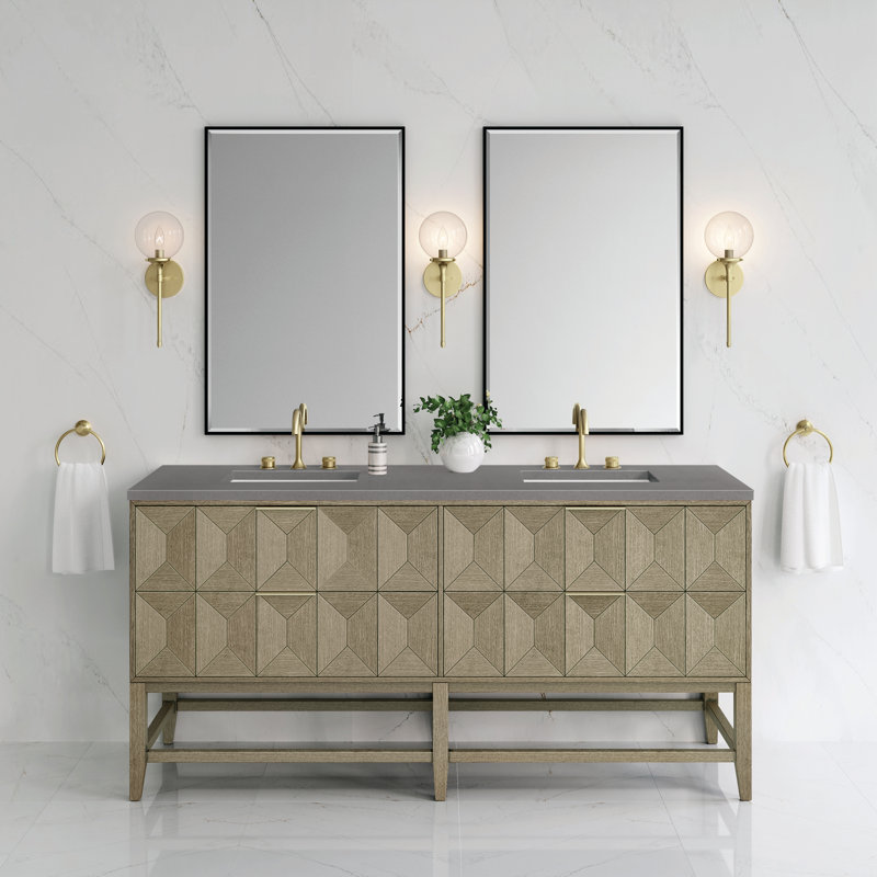 Emmeline 72'' W Double Vanity, Charcoal Soapstone, 8" Widespread