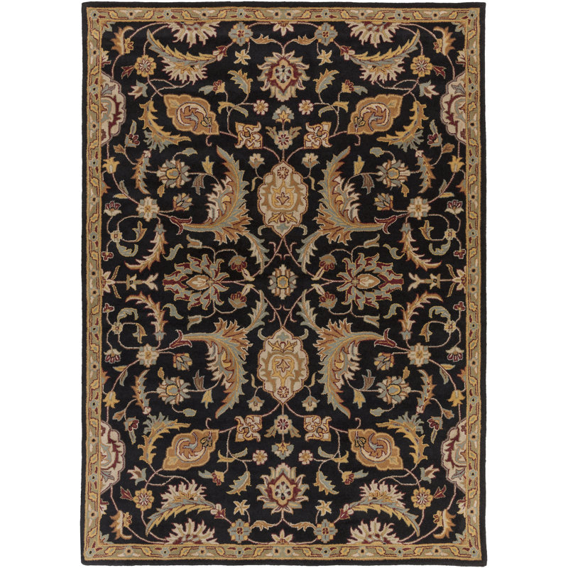 Oriental Handmade Tufted Wool Black/Camel/Beige/Brown Area Rug, Rectangle 3' x 5'