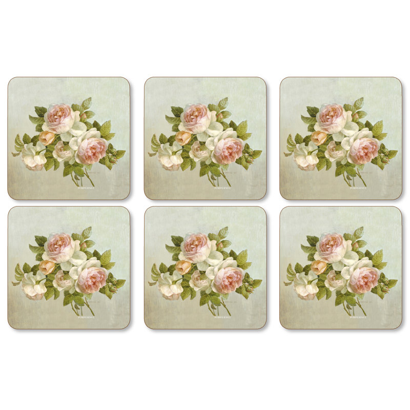 Pimpernel Antique Roses Coasters 4"X 4"