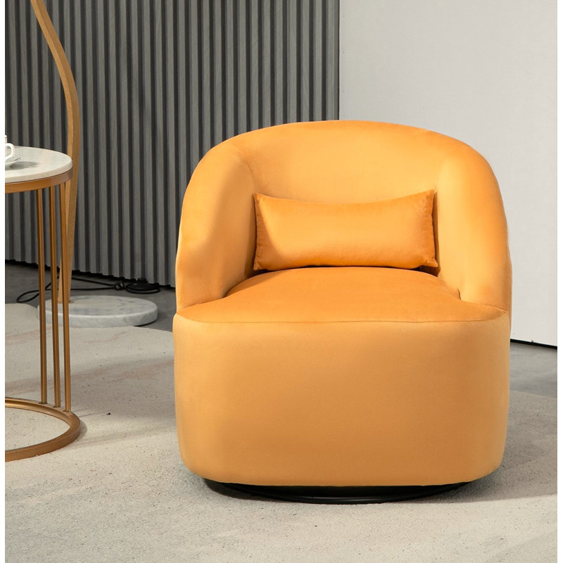 Fauteuil pivotant à 360 degrés Barrel Design, Velours moutarde
