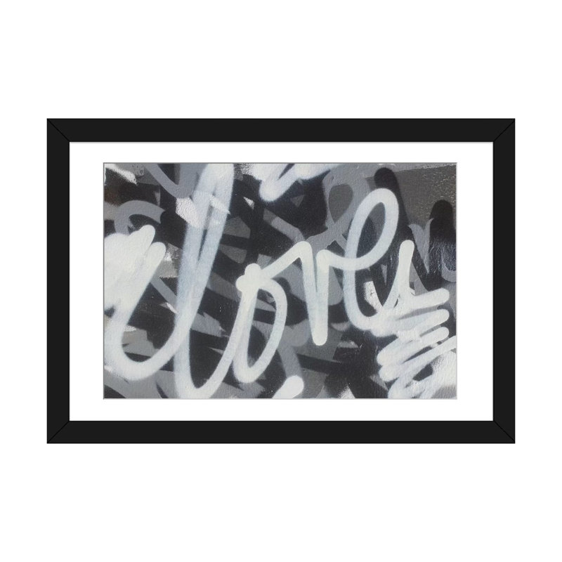 « black & white love », impression sur toile, Papier beaux-arts encadré noir, Blanc, H 16 po x l 24 po x P 1 po