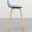 2 tabourets de bar - Design et qualité d'inspiration Mid-Century, revêtement bleu denim, pieds en placage de bois naturel, comptoir décoratif 2 esthétique moderne, tissu en lin, repose-pieds