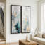 Ensemble de 2 toiles encadrées « Aqua Blue Gold Abstract » (60 x 20 x 2 et 60 x 30 x 2).-134804075-134804074