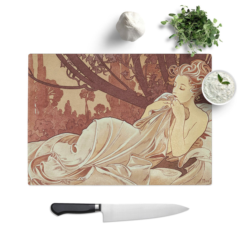 Dusk by Alphonse Mucha Chopping Board, 28.5cm W x 39cm L