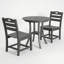 Ensemble bistro de patio en PEHD gris anthracite 3 pièces avec table ronde et 2 chaises
