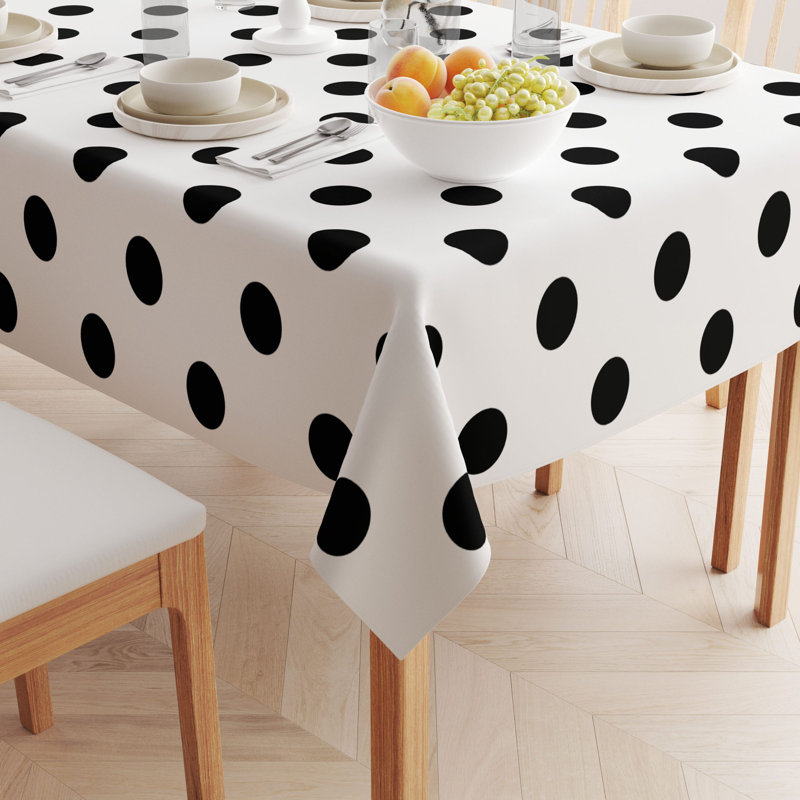 Mcbrayer Dot Milliken Signature Tablecloth, 104" L x 60" W, Black