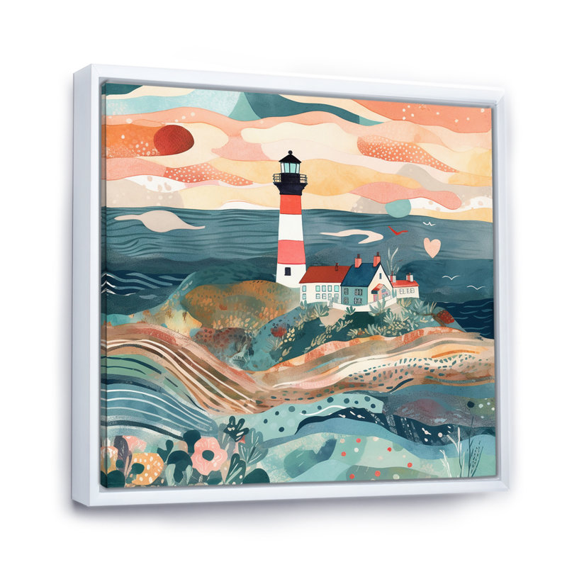 «Coastal Guiding Light II», reproduction sur toile, H 16 po x l 16 po x P 1 po, Cadre flottant blanc