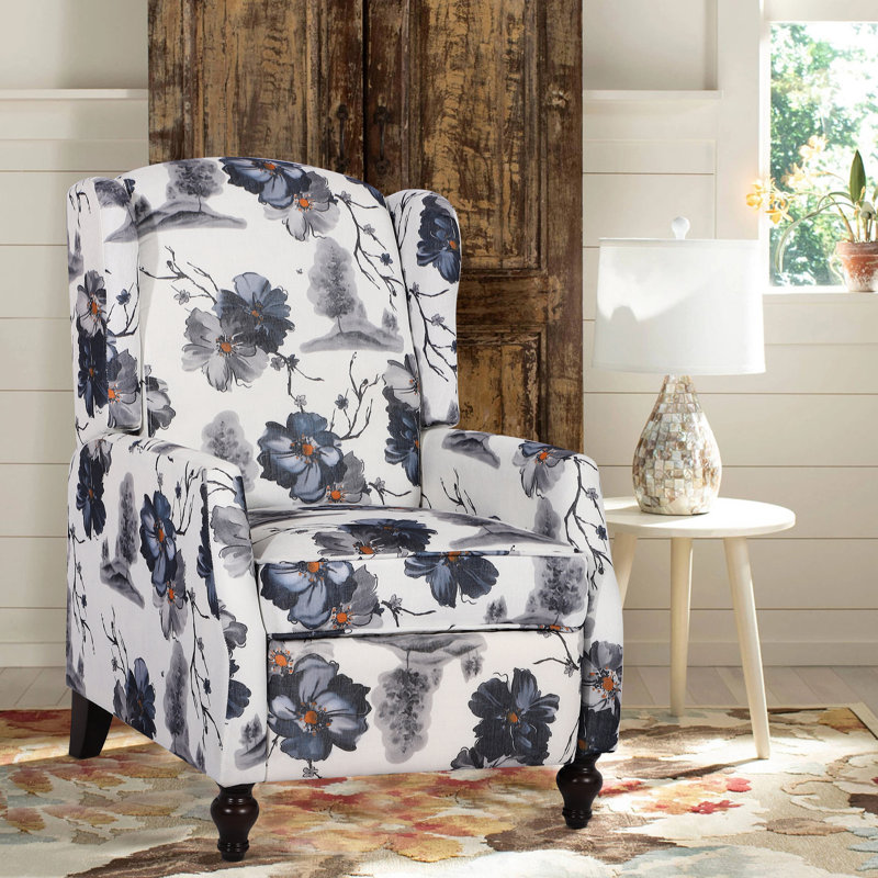 Fauteuil inclinable rembourré Damar, Polyester à 100 % polyester bleu foncé