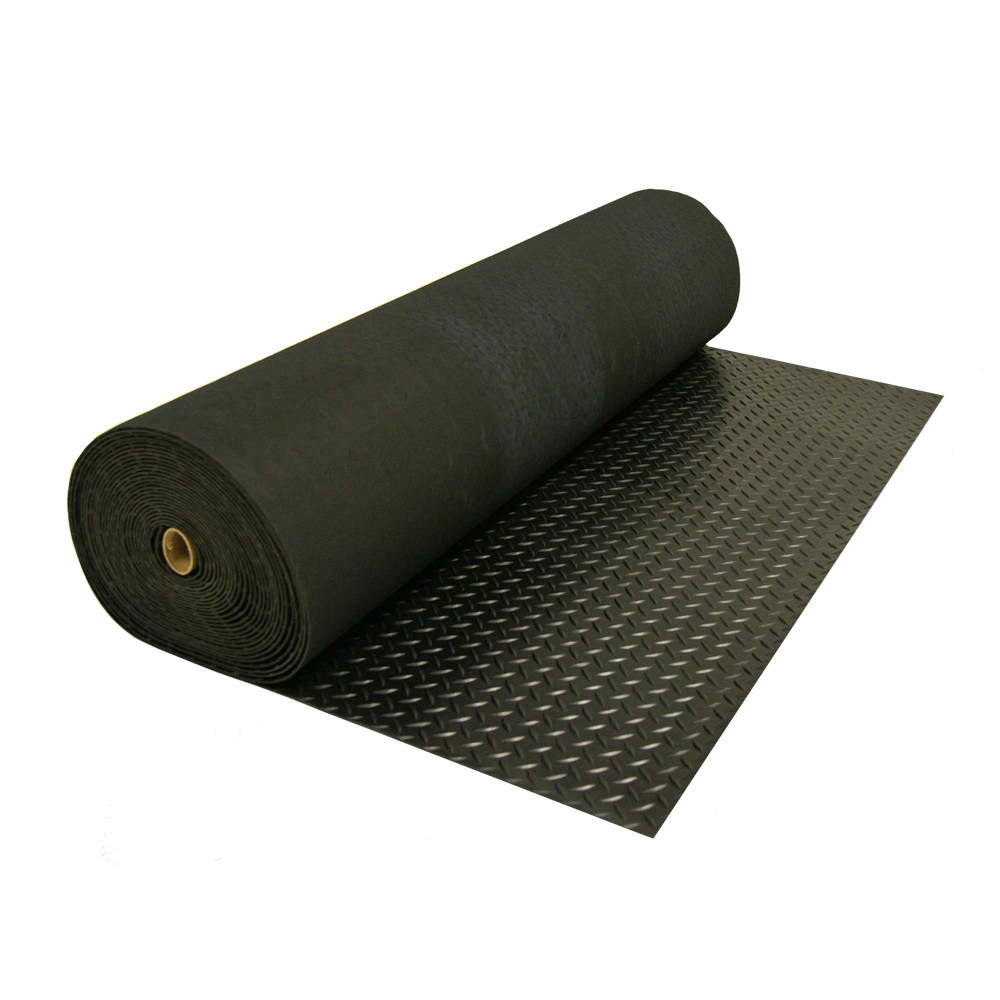 Rubber-Cal "Diamond-Plate" 4 ft. x 2 ft. Garage Flooring Roll in Black Rubber-Cal, Inc. 