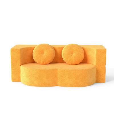 Lit simple avec oreiller, compressible, jaune, pour chambre d'amis - Léger, aucun assemblage requis, salon pliant jaune, confortable et polyvalent, rembourrage en mousse de fibre