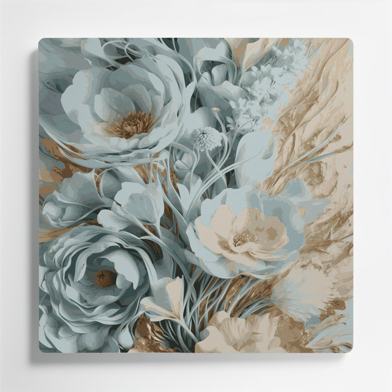 Abstrait floral 14, art mural en métal brun, H 8 po x l 8 po