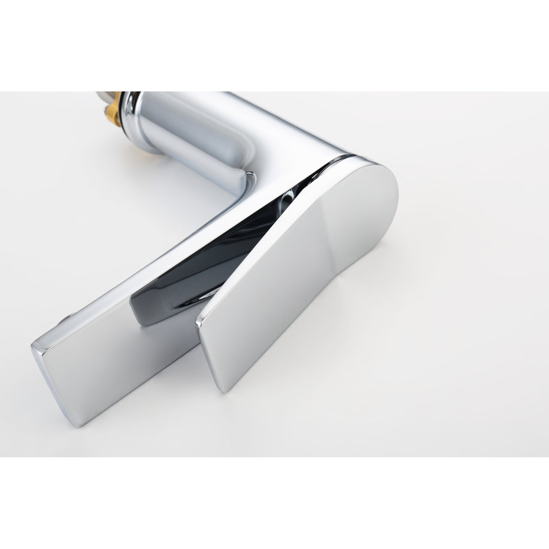 Robinet de salle de bain 9L / Min, 1 trou, avec débit de fonctionnement à poignée simple, Argent