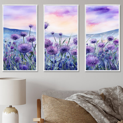 Minimalisme chardon Nature Florescence II - ensemble d'art sur toile champ de fleurs
